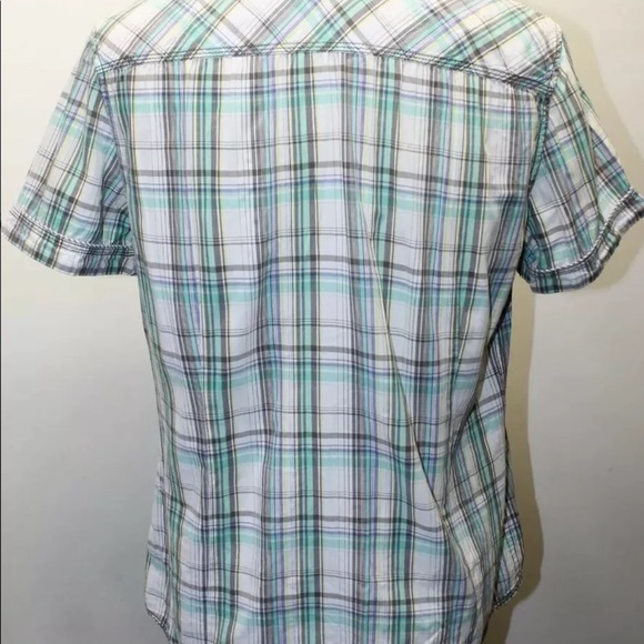 EDC Esprit Men Short Sleeve Button Down Shirt Plaid Green White Medium - Picture 2 of 12